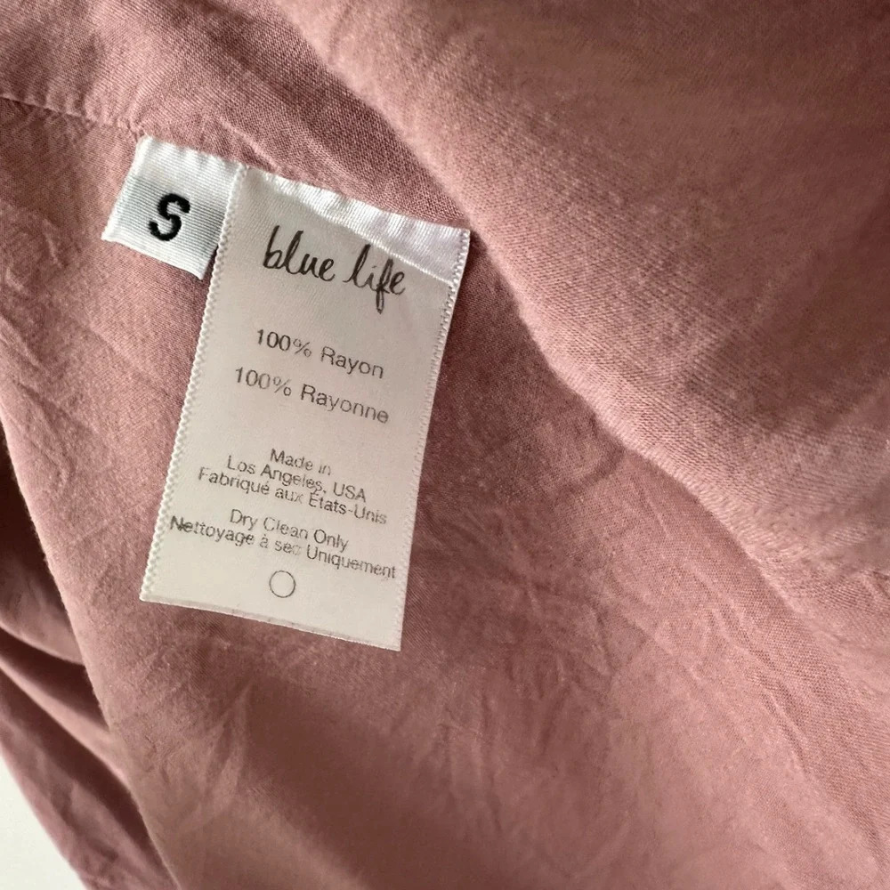 Blue Life Women’s Blouse Top Wrap Short Sleeve Small Mauve Drapey Art Teacher - Picture 5 of 6